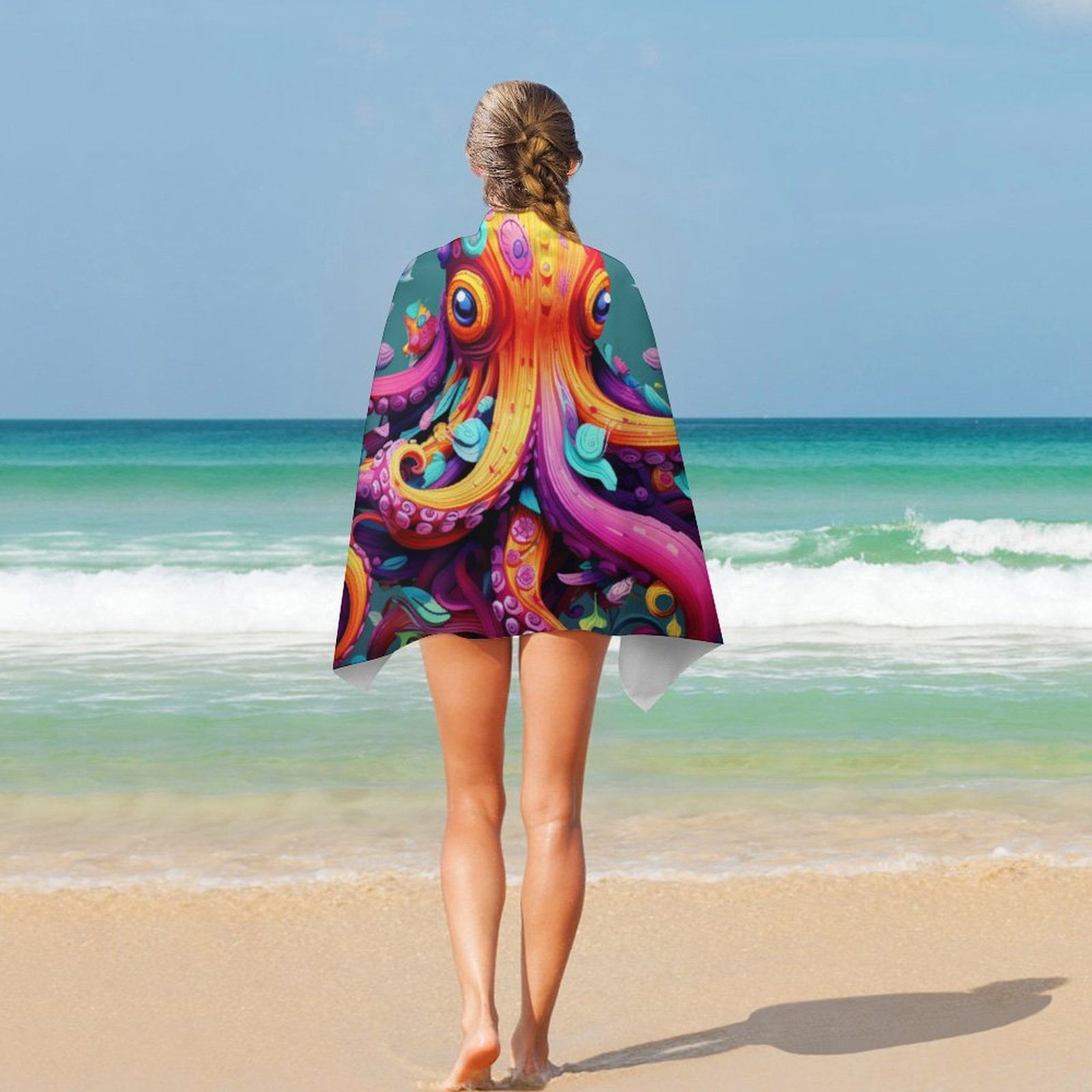 Colorful Octopus Microfiber Lightweight Beach Towel Quick Dry Absorbent Thin Towels for Swimming Pool Camping Beach Easy for Vacation Essentials