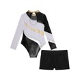 thumbnail image 4 of iixpin Girls 2Pcs Dance Outfits Long Sleeve Leotard Unitard Gymnastic Shorts Set Ballet Dancewear Tumbling Biketard White 10, 4 of 7