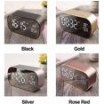 thumbnail image 5 of Réveil Sans Fil Bluetooth LED - Double Haut-Parleur avec Surface Miroir - Rappel de Temps - Décoration de Chambre, Or, 5 of 5