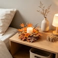 thumbnail image 5 of Yyuenw Halloween Artificial Maple Leaf Sunflower Rose Candle Wreath Fall Harvest Thanksgiving Table Centerpiece Mantel Party Indoor Decor Ornament, 5 of 6