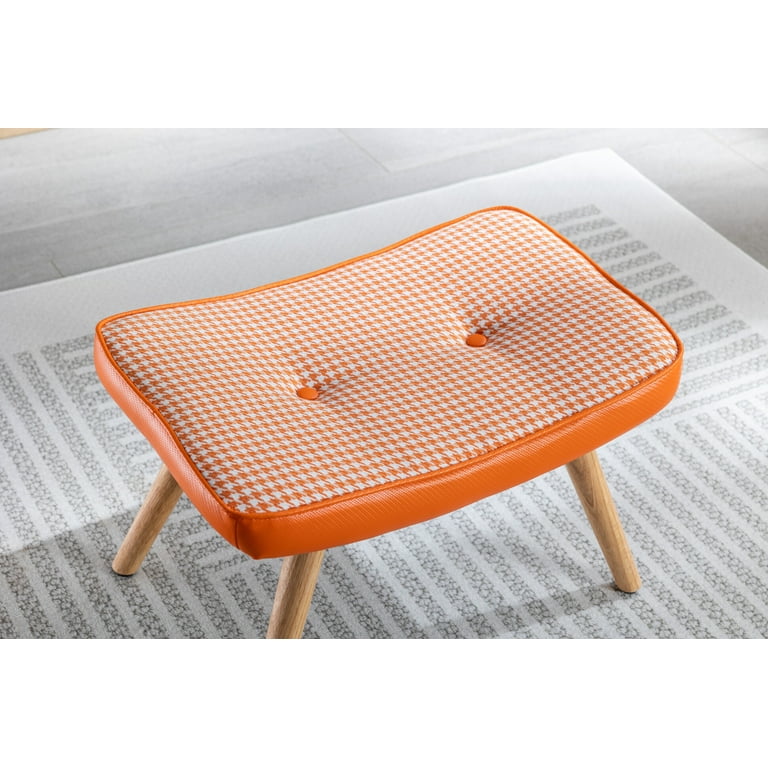 Wooden Step Ottoman, Tufted Step Stool for Adults, Square Cushion Foot Stool,  Small Stool with Non-Slip Pad, Modern Stool Suitable for Bedroom, Living  Room and Kitchen, Orange 