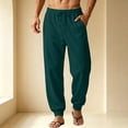thumbnail image 2 of Rexolia Mens Relaxed Cuffed Jogger Sweatpants Drawstring Elastic Waist Side Pockets Casual Army Green L, 2 of 5
