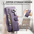 thumbnail image 2 of Compatible With iPhone 15 Pro Max Wallet Phone Case,With Ring Holder,Card Slots,Zipper Pocket,PU Leather Flip Folding Kickstand,Shockproof Rugged Anti-fall Retro Phone Case Cover,Purple, 2 of 7
