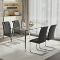 thumbnail image 3 of Glass Dining Table Set with 4 Grey Chairs - 51" Modern Kitchen Table & Chairs, PU Seats, Metal Legs, for Dining Room, Easy Assembly, 3 of 25