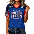 thumbnail image 3 of 2026 New USA Soccer Jersey for Women, United States Jersey Soccer, V Neck Short Sleeve Football Tee, USA Flag Soccer Jersey Sport Top for Adult(Blue, 2XL), 3 of 6