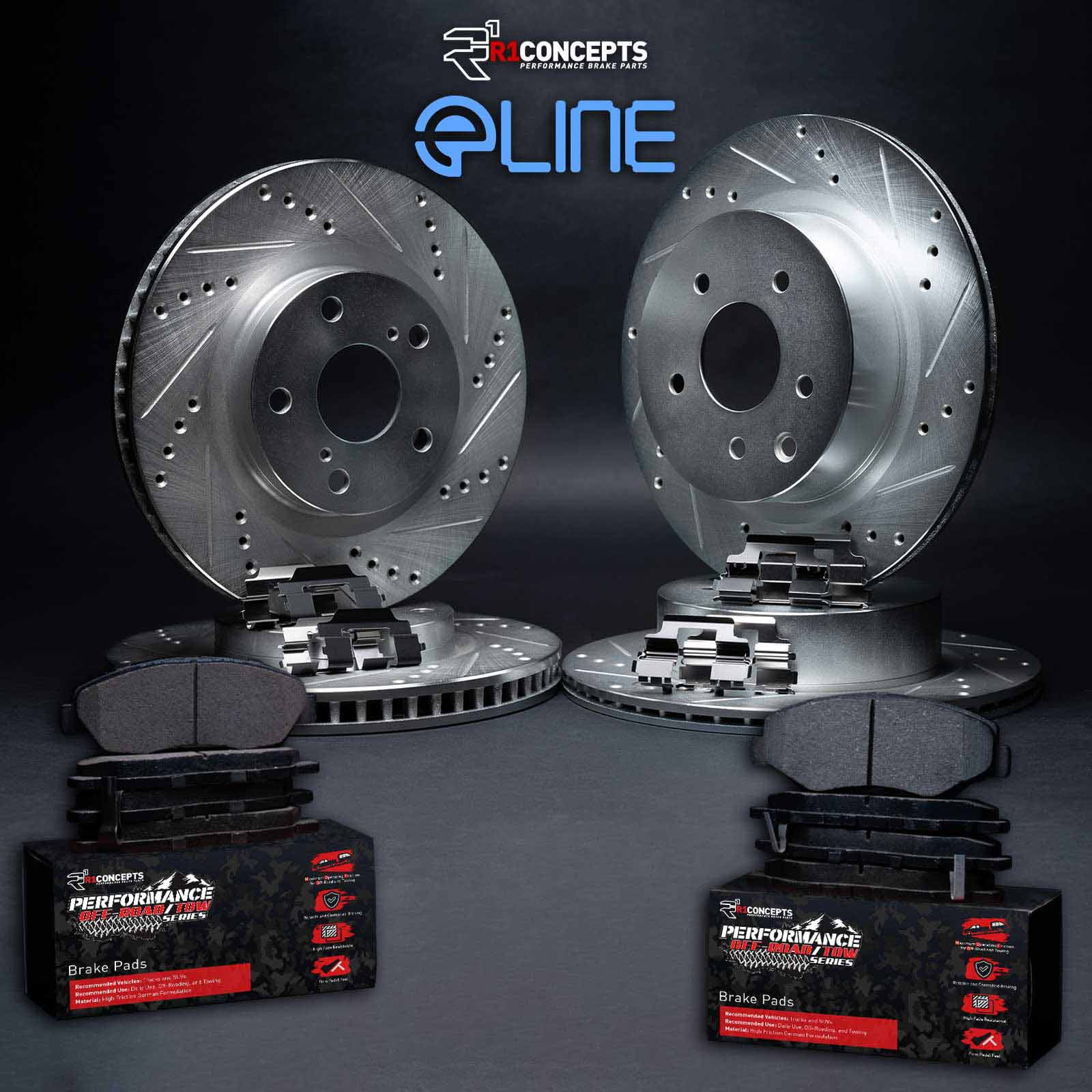 R1 Concepts WGVH2-54043 Front Rear Brakes and Rotors, 4 Rotors, 8 Pads and Hardware Kit