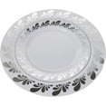 thumbnail image 4 of Exquisite White/Silver Splash Wedding & Party Dinnerware Disposable Plastic Plates 10.25" 40 Pack, 4 of 6