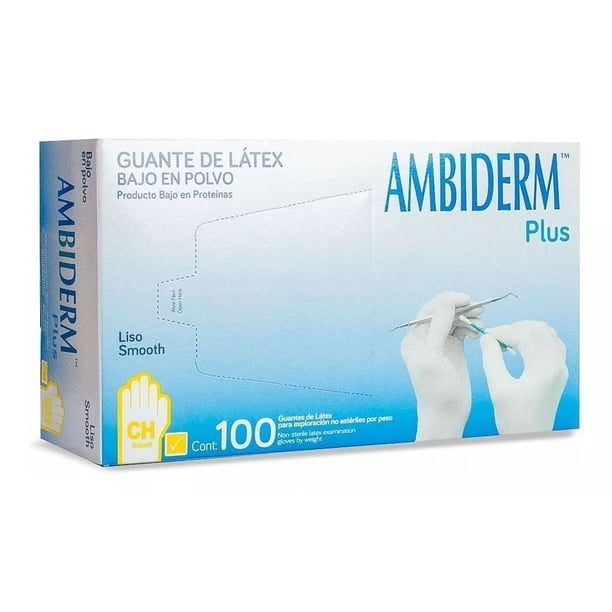 Guantes descartables Ambiderm Plus color amarillo talle S de látex con polvo x 100 unidades