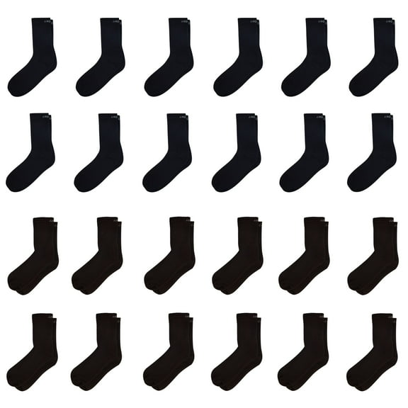 Air Garb Crew Length Cushioned Cotton Socks for Men and Women Free Size - C24-BL12BR12 (Pack of 24)