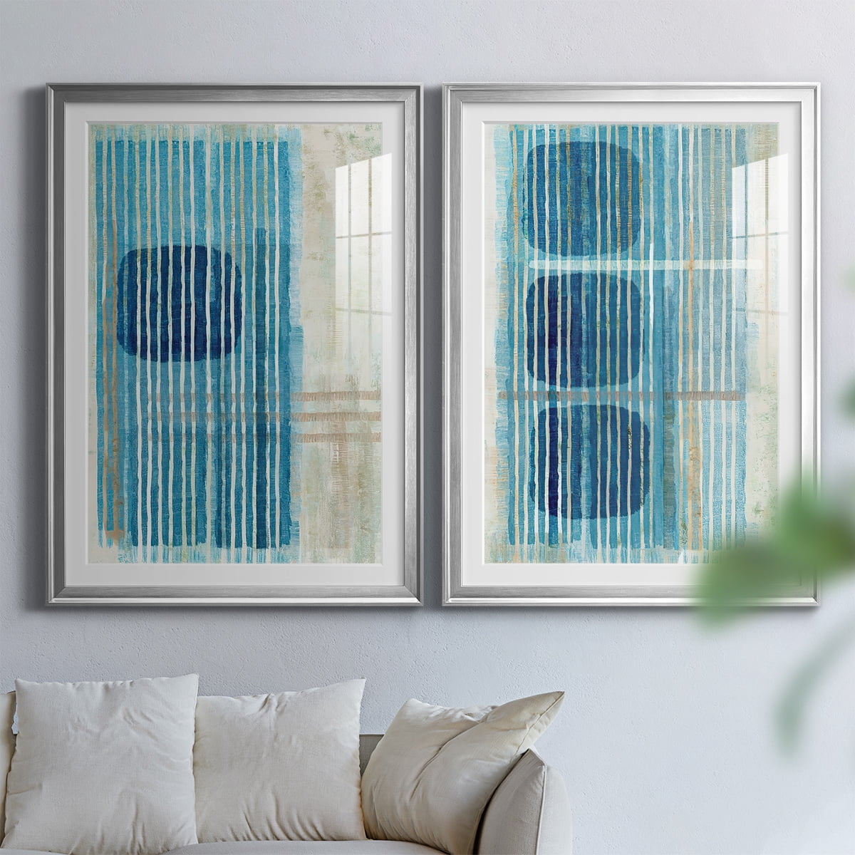 Wexford Home Blue Blue Horizon I Premium Framed Print, 26.5" x 36.5" - Ready to Hang, Silver (Set of 2)
