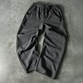 thumbnail image 4 of Men's Wide Leg Sweatpants Elastic Waist Casual Baggy Loose Straight Leg Solid Color Lounge Trousers with Pockets, 4 of 6