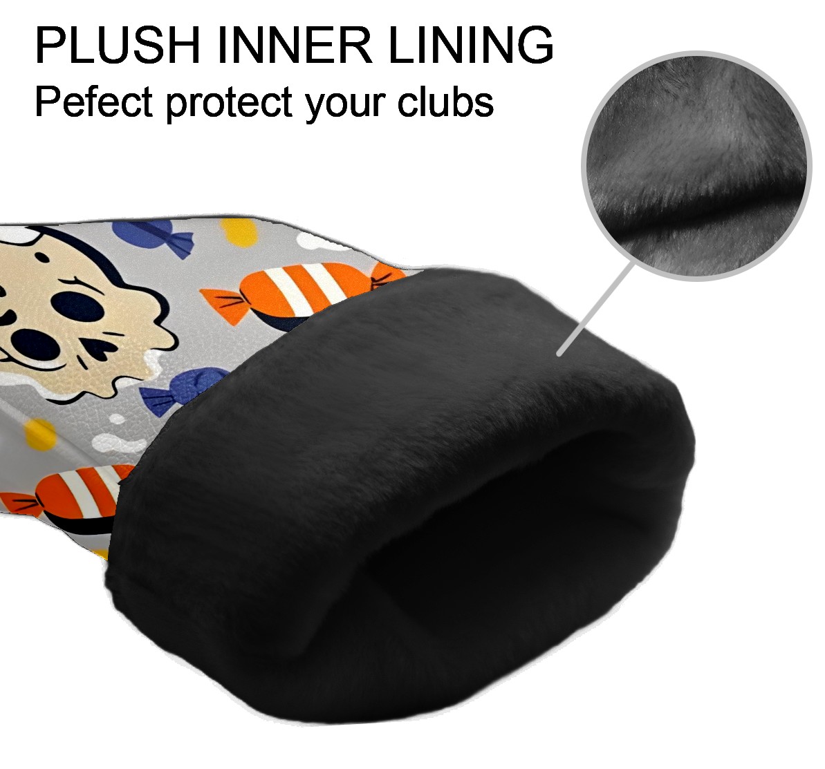 Golf Club Covers, Colorful HalloweenCandy Premium PU Leather Driver Hybrid Putter Head Covers with Velvet Lining, Waterproof Golf Gifts for Men Women