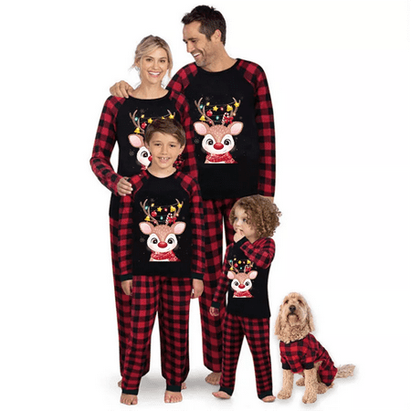 

Christmas Family Pajamas Matching Set Long Sleeve Tops and Pants Parent-Child Xmas Sleepwear