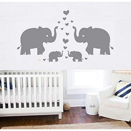 Elephant Wall Decal Family With Hearts And Erfly