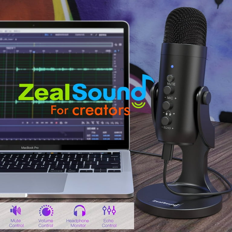 ZealSound USB Mic, Condenser PC Mic, Plug & Play for Gaming ZealSound USB Mic, Condenser PC Mic, Plug & Play for Gaming