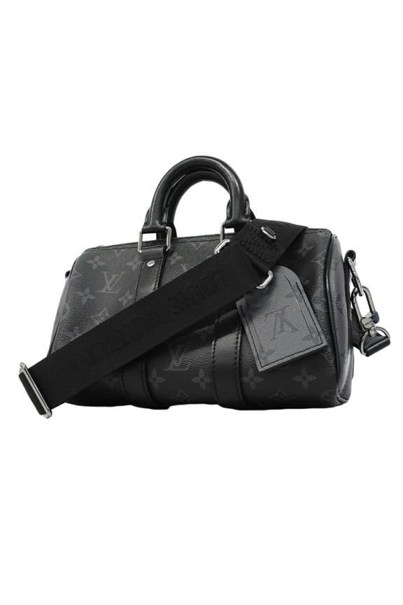 Pre-Owned Louis Vuitton Monogram Eclipse Reverse Keepall Bandoulire 25 Handbag M46271 Black...