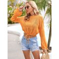 thumbnail image 4 of BeautyIn Knitted Bikini Beach Sunblock Shirt Draw Rope Short Plus Size Smock Woman, 4 of 6