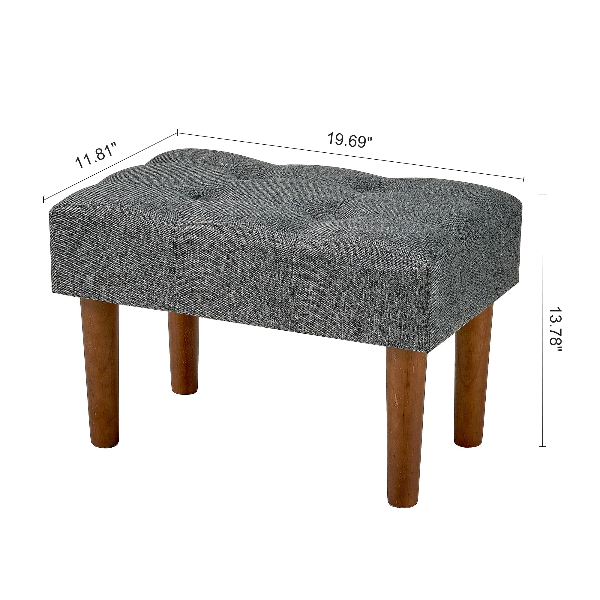VECELO Small Tufted Foot Stool, Upholstered Footrest Ottoman with Legs, Fabric Rectangle Sofa Foot Rest for Living Room, Couch, Gray