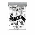 thumbnail image 2 of Ambesonne Saying Fitted Sheet & Pillow Sham Set, Do What You Love Success, Twinxl, Black White, 2 of 3