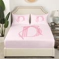 thumbnail image 3 of Erosebridal Initial A to Z Full Sheet Sets, Bowknot D Bedding Full Size, Cartoon Monogrammed Decor 4pcs, 3 of 7