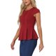 thumbnail image 4 of INSPIRAR CHIC Blusas de Peplum para Mujeres con Mangas Cortas y Cuello Redondo en Color Sólido XL Rojo Oscuro, 4 of 6