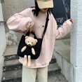thumbnail image 2 of new plush bear canvas bag handbag messenger bag children diagonal cute small school bag bear cartoon shoulder bag heqiyong LED, 2 of 2