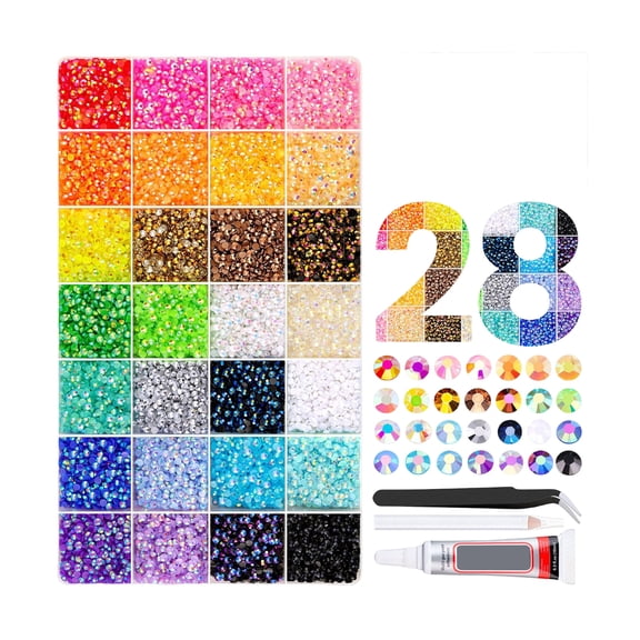 DIY Rhinestones Bedazzling Kit Color Flat Resin Jelly Gemstones with Diamond Art Tools for Adults Crafts Accessories Set