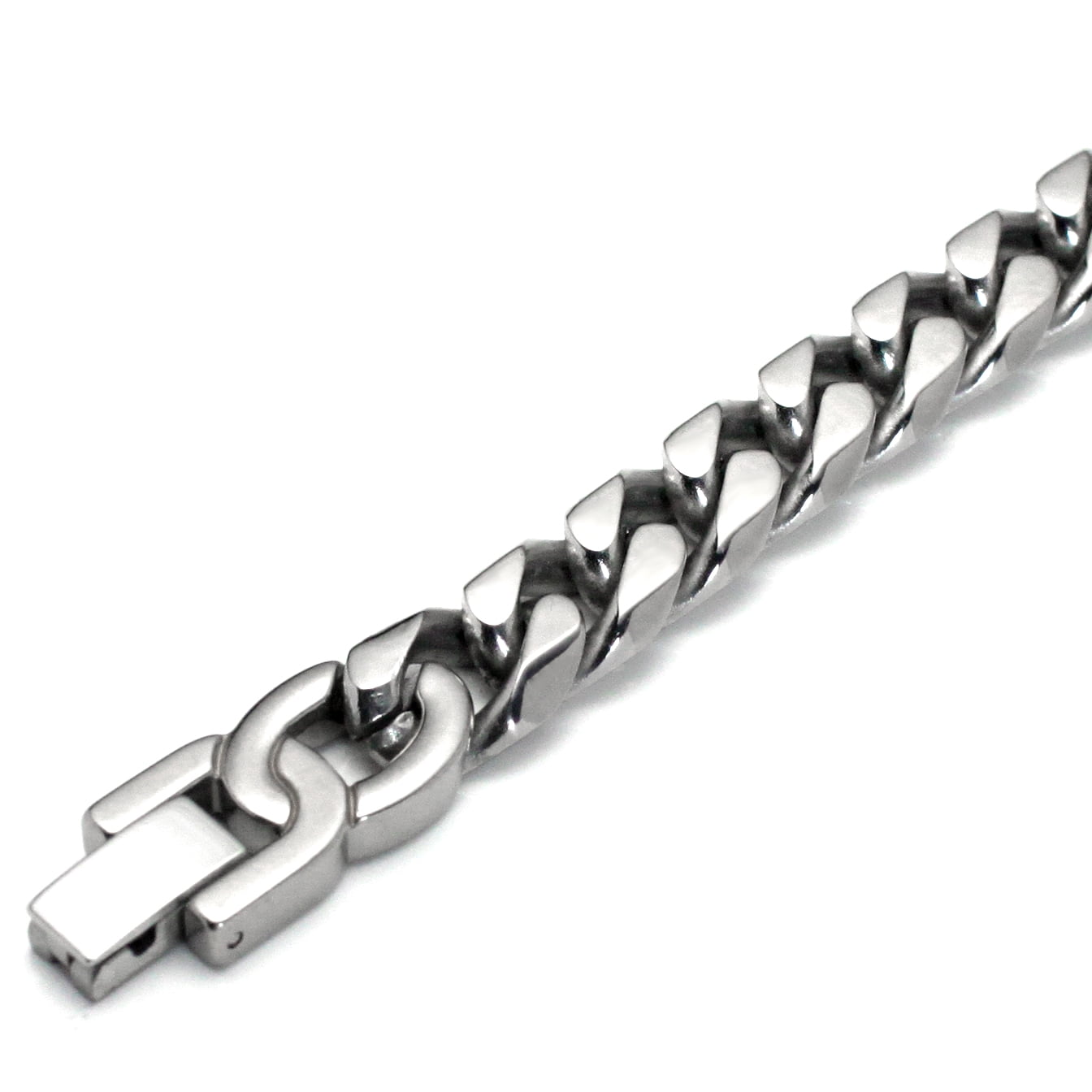 Titanium Kay Italian Cut Men's Solid Titanium 10MM Curb Matte Finish Chrome Color Link Bracelet 8"