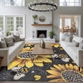 thumbnail image 4 of Sunflower Bee Large Area Rugs for Bedroom Living Room, Soft Non Slip Carpet Bedside Rug, Black Yellow Farm Flower Spring Summer Rectangular Floor Cover Kitchen Accent Rug 6'x9' for Dining Room/Office, 4 of 9