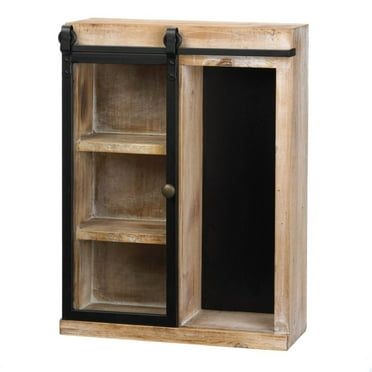 Accent Plus 10019021 Wall Shelf with Glass Barn Door, Blue