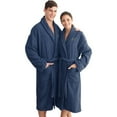 thumbnail image 2 of Authentic Hotel and Spa  Midnight Blue with Grey Monogrammed Herringbone Weave Turkish Cotton Unisex Bath Robe X S/M, 2 of 5