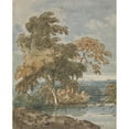 thumbnail image 3 of George Chinnery 20x24 Black Modern Framed Museum Art Print Titled - Trees by a River, 3 of 5
