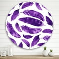 thumbnail image 2 of Designart 'Ethnic VIolet Feathers On White' Bohemian & Eclectic Circle Metal Wall Art 36x36 - Disc of 36, 2 of 5
