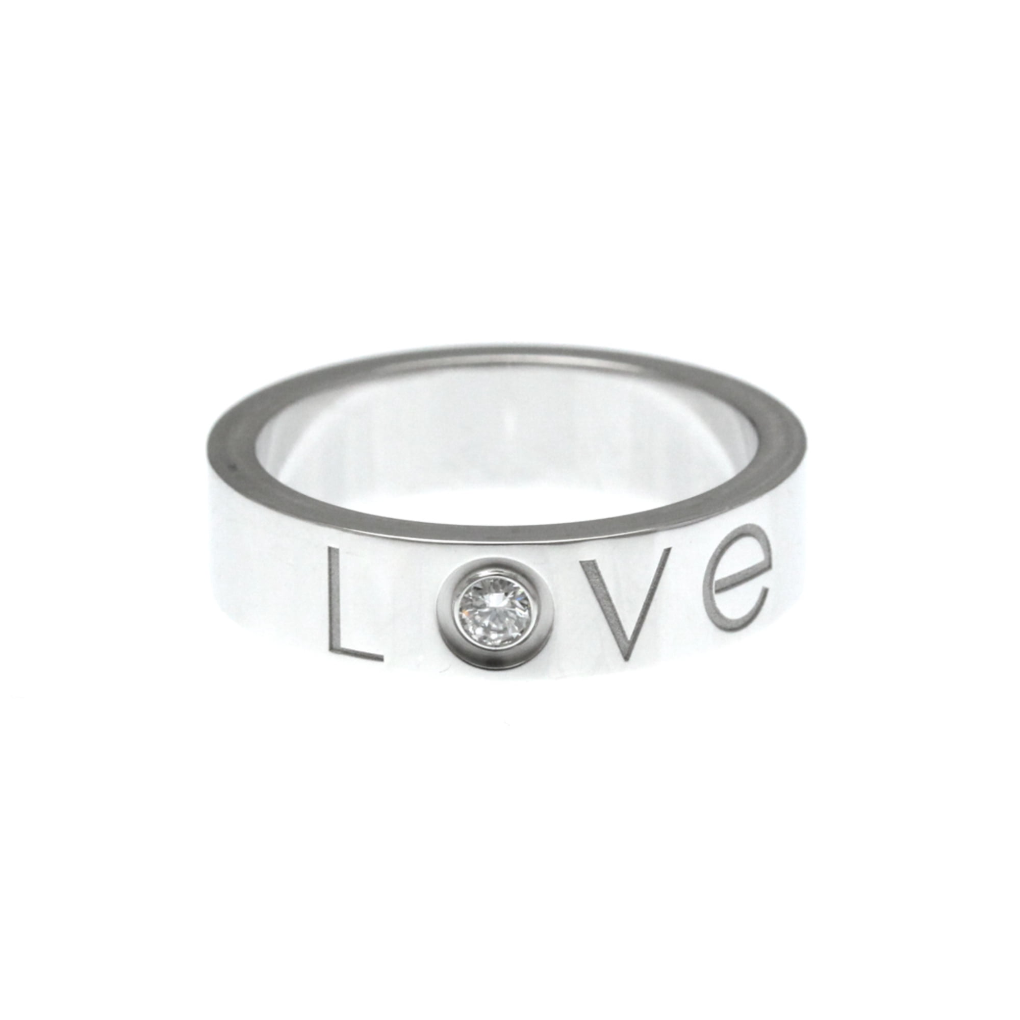 Pre-Owned Cartier Love Ring 1P Diamond White Gold (18K) Fashion Diamond Band Ring... (Good)