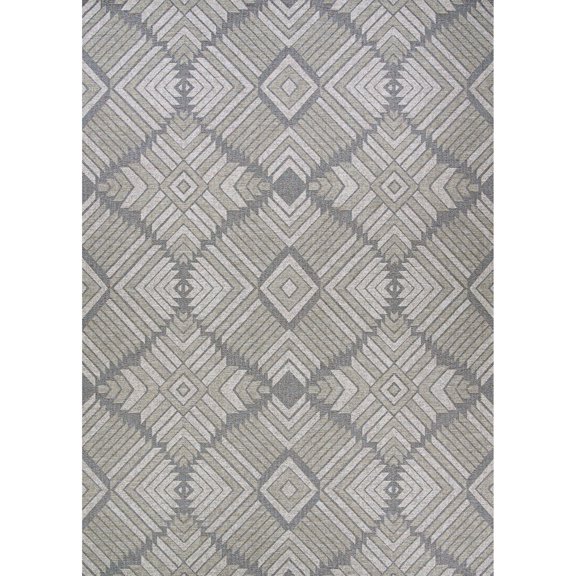 5.25 'x 7.5' Gray and Ivory Rectangular Outdoor Area Throw Rug