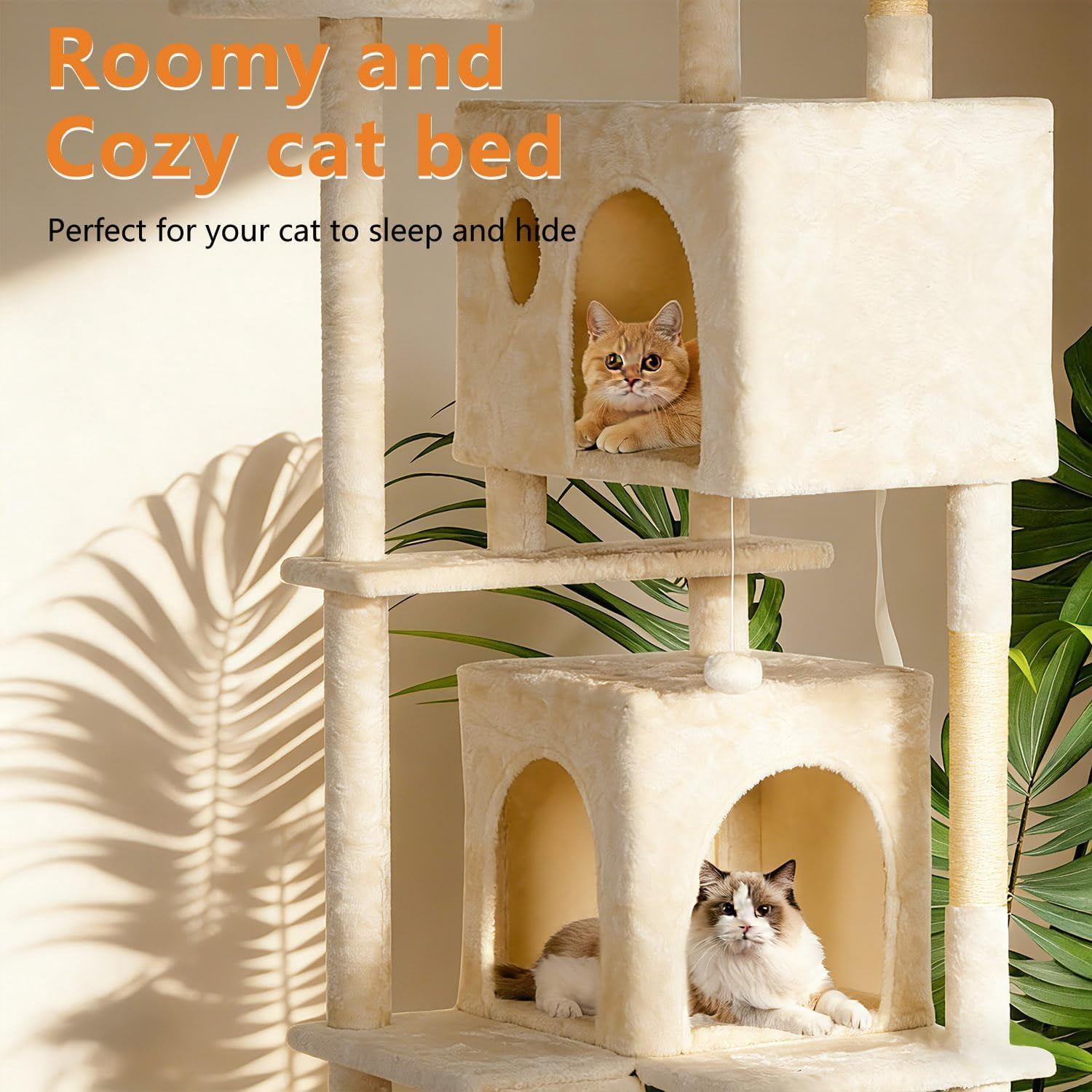 FDW 70 Inch Green Cat Tree Tower, Cat Condo with Scratching Posts & Toys for Indoor Active Cats