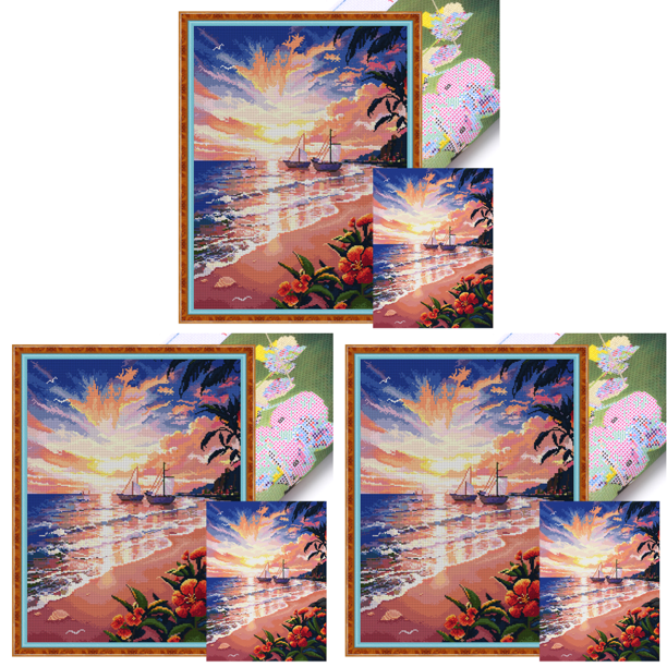 Hilo Algodón Egipcio Bordado Punto Cruz Mar Impreso 11CT 50x67cm
