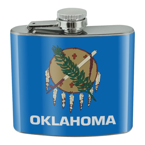 Oklahoma State Flag Stainless Steel 5oz Hip Drink Kidney Flask