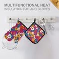 thumbnail image 4 of Yayeee Oven Mitts and Pot Holder Set of 2 Heat Resistant Kitchen Gloves Baking Hot Pad, Red Whimsical Floral, 4 of 5
