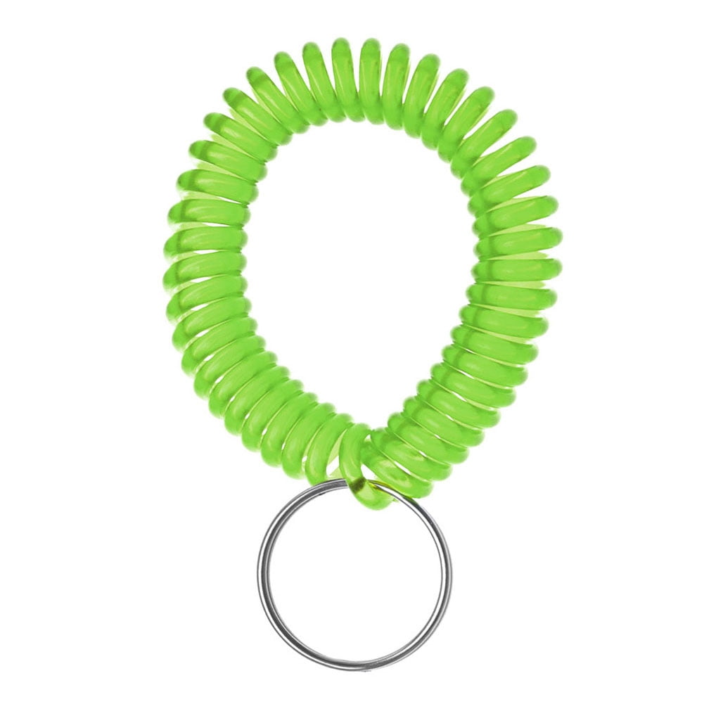 Aspire 50 Pcs Stretchable Plastic Bracelet Wrist Coils, Spiral Wrist Band Key Ring Key Holder (Black)