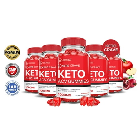 (5 Pack) Keto Crave ACV Gummies 1000MG Dietary Supplement 300 Gummys