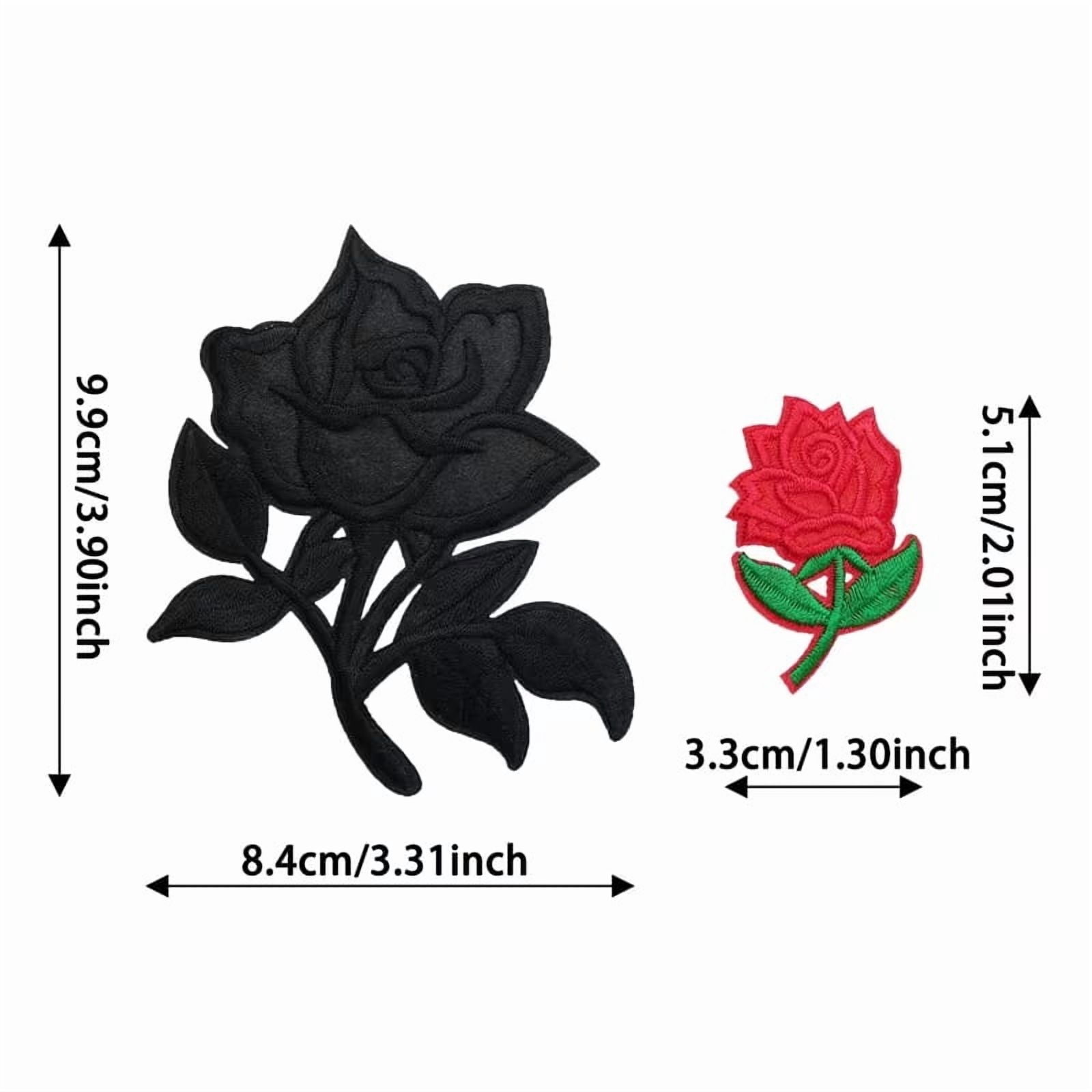 6 Pieces Black Rose Embroidery Hot Melt Adhesive Patches for Bags, Clothes, Hats, and Shoes - Decorative Iron-On Patches