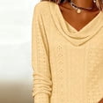 thumbnail image 7 of Eyelets Dresses for Women - Cowl Neck Loose Crewneck Long Sleeve Casual Summer Hollowed Out Keyhole Tunic Mini Dress, 7 of 7