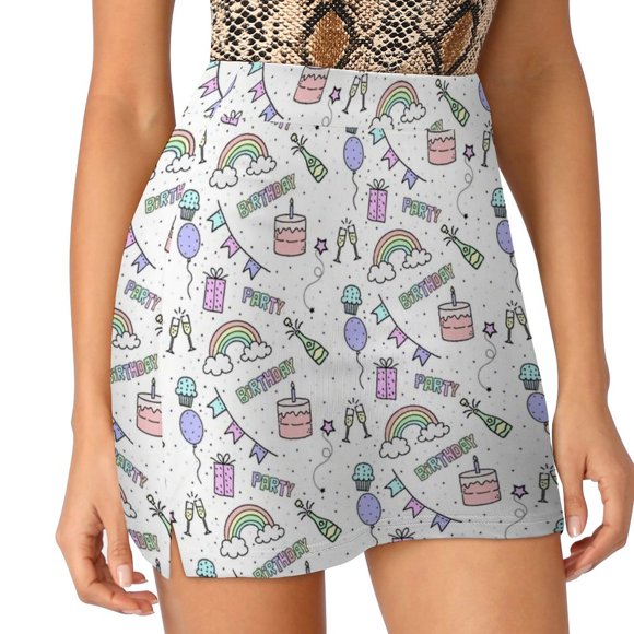 Birthday Pattern Women's skirt Y2K Summer Clothes 2022 Kpop Style Trouser Skirt With Pocket Birthday Pattern Birthday Pattern