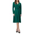 thumbnail image 2 of INSPIRE CHIC Women's A-Line Work Dress Lapel V Neck Long Sleeve Elegant Fit and Flare Dresses with Belted S Peacock Blue, 2 of 5
