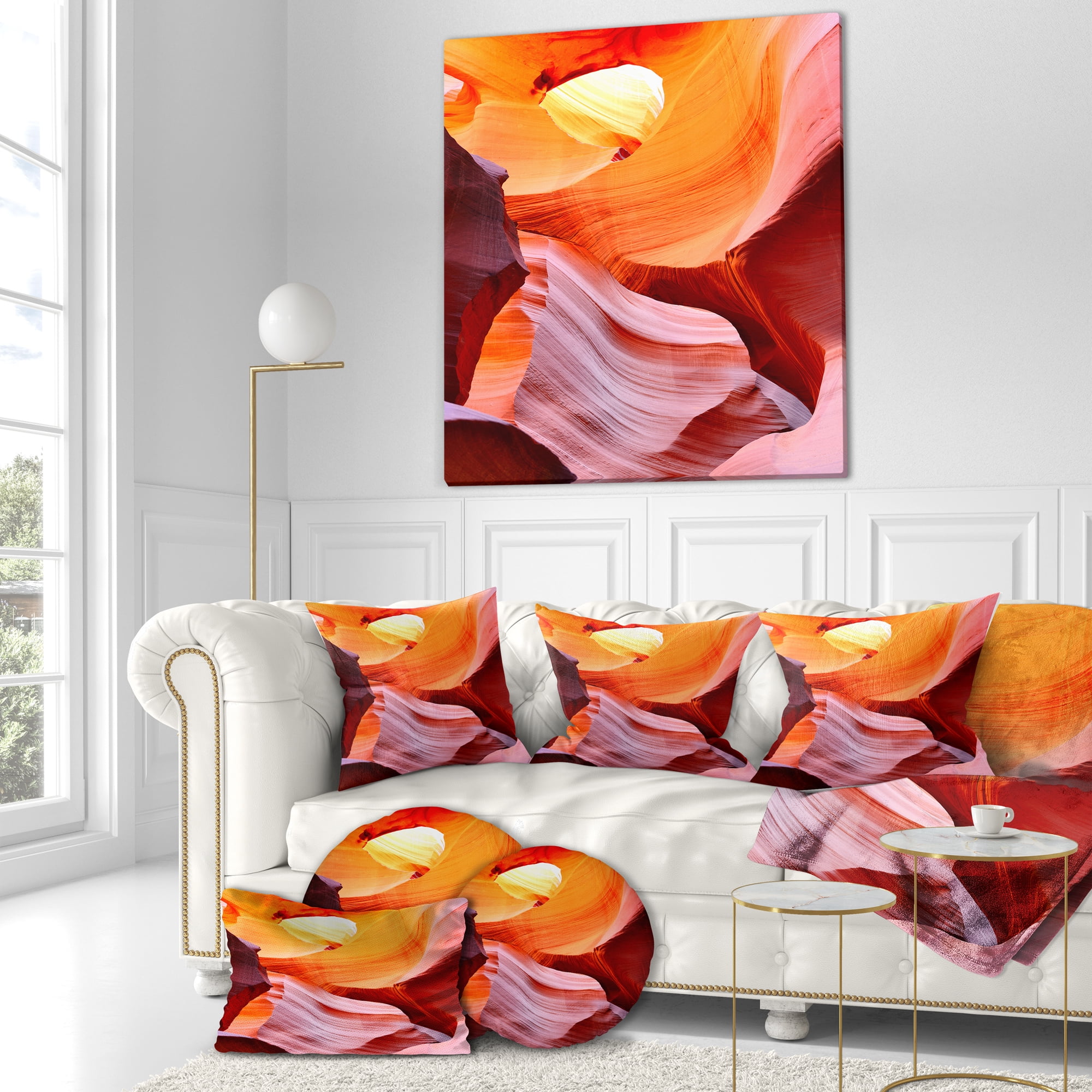 Designart Inside Upper Antelope Canyon - Landscape Photography Throw Pillow - 18x18