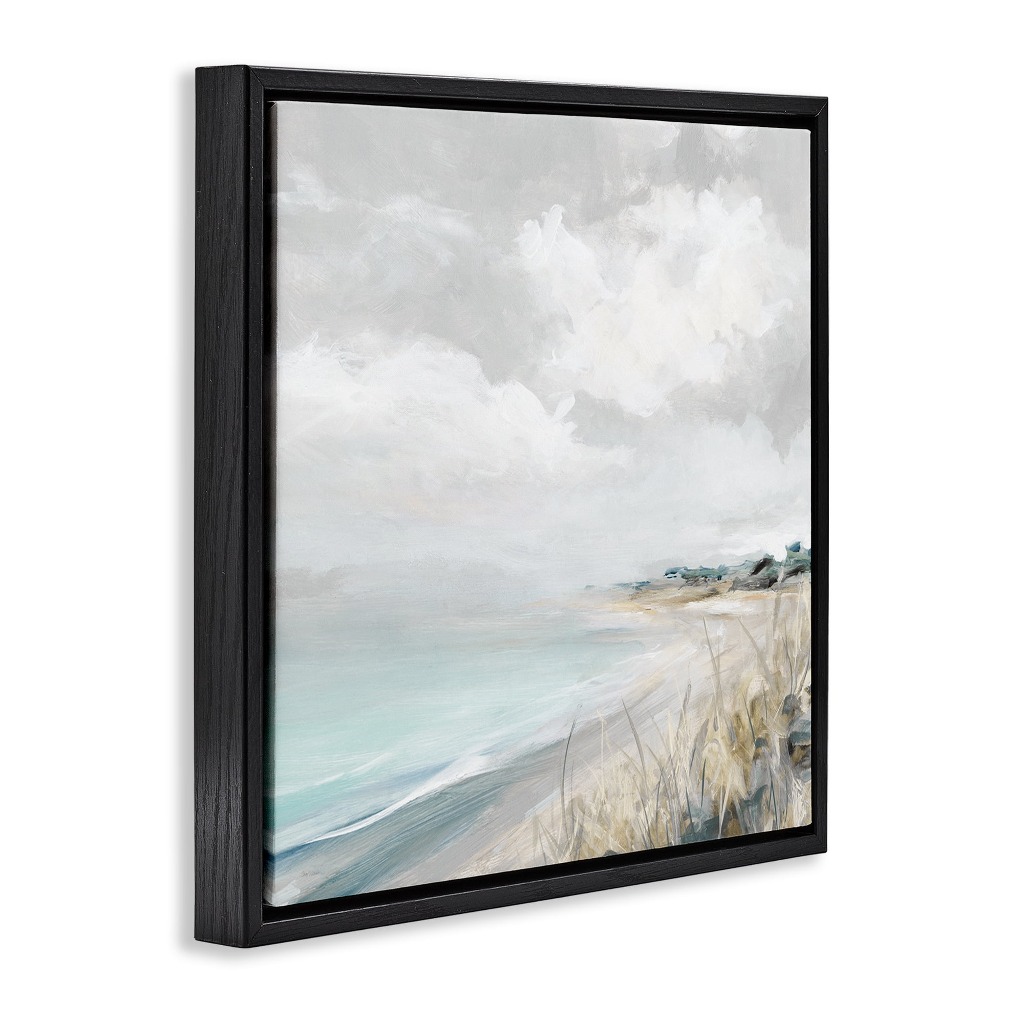 Stupell Industries Coastal Morning By The Dunes Black Framed Floater Canvas Wall Art, design by Carol Robinson