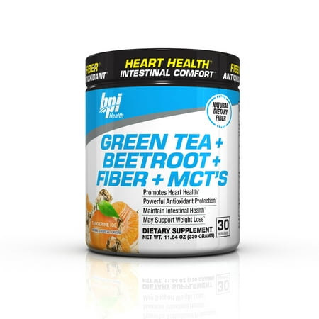 BPI Sports Health Green Tea Plus Beetroot Plus Fiber Plus MCT's, Tangerine Ice, 11.64