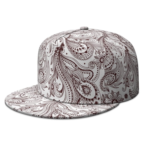 Retro Ethnic Flat Bill Cap - Chic Adjustable Snapback Hat with Abstract Mandala Design, Urban Style Full Panel Unisex Baseball Hat