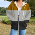 thumbnail image 2 of BiZtdJrK Color Block Zip Up Hoodies for Women Long Sleeve Oversized Drawstring Sweatshirts with Pockets Fall Winter Lightweight Gym Coat, Yellow, L, 2 of 6